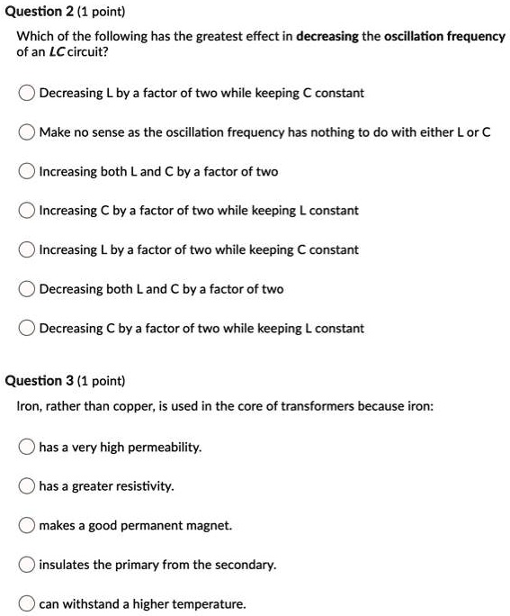 Solved Which Of The Following Has The Greatest Effect In Decreasing