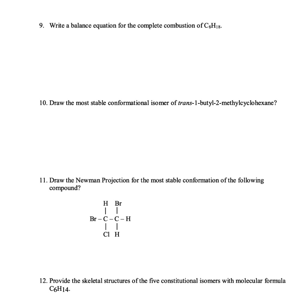 Solved Write A Balance Equation For The Complete Combustion Of Cghis