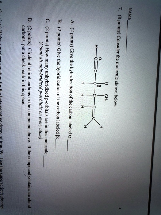 SOLVED 8 Points NAME Consider The Molecule Shown Below Li Iii Put