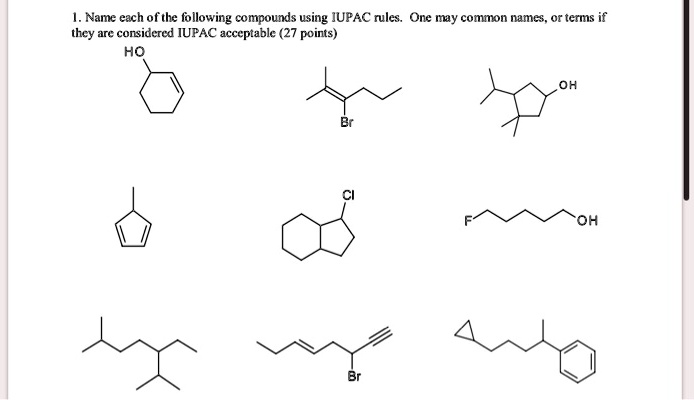 Solved Name Each Of The Following Compounds Using Jupac Rules One May