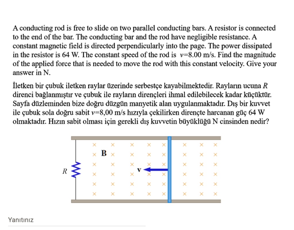 Solved A Conducting Rod Is Free To Slide On Two Parallel Conducting