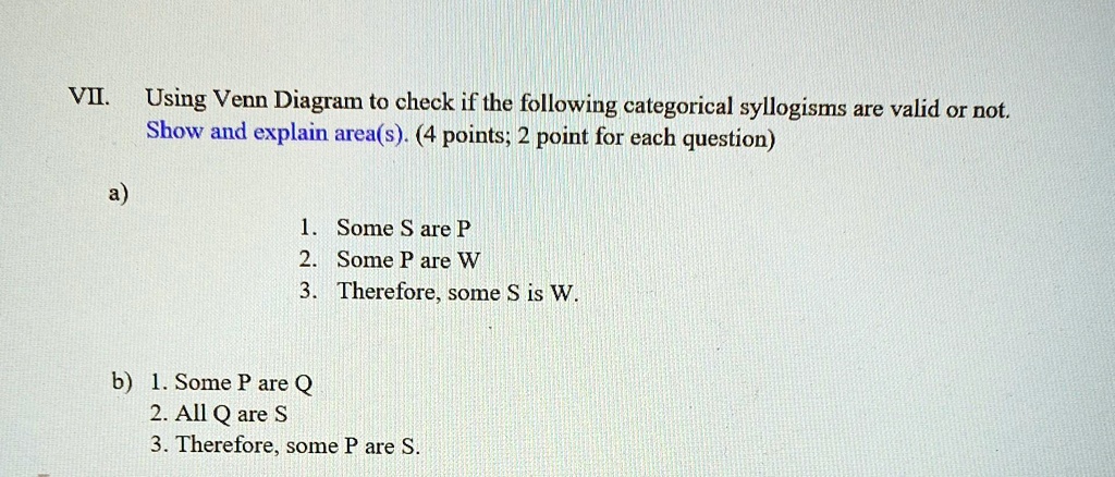 Solved Using Venn Diagrams To Check If The Following Categorical