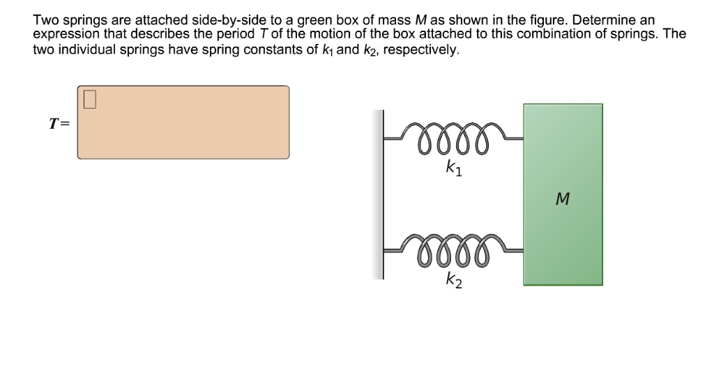 Solved Two Springs Are Attached Side By Side To A Green Box Of Mass