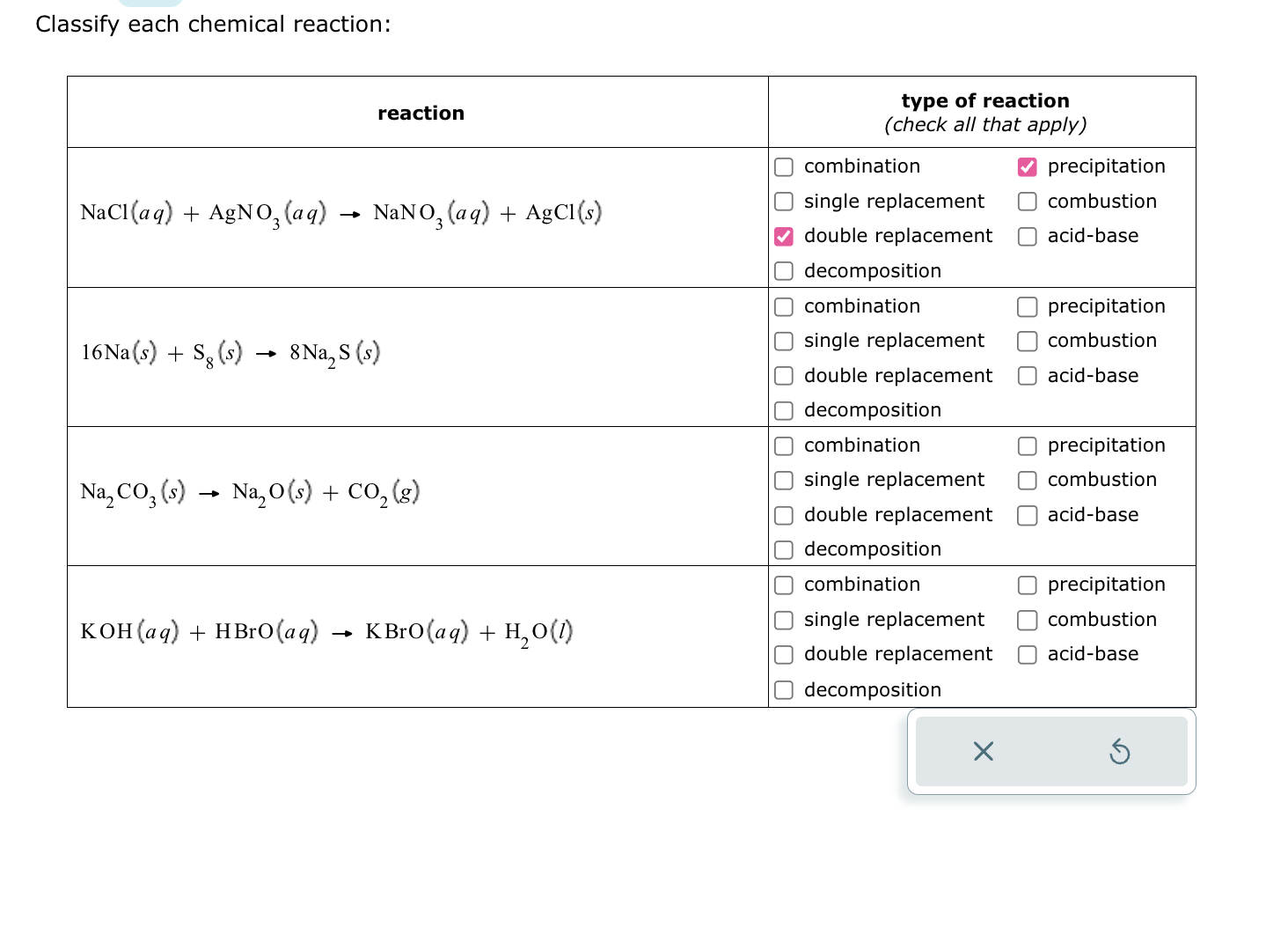 SOLVED Classify Each Chemical Reaction 1 C Reaction 1c Type Of