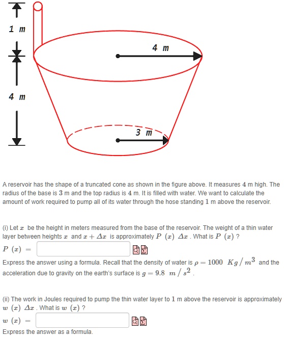 SOLVED 3 M Reservoir Has The Shape Of Truncated Cone As Shown In The