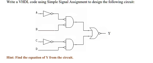 SOLVED Write A VHDL Code Using Simple Signal Assignment To Design The