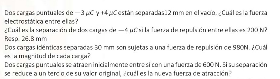 SOLVED Dos cargas puntuales de 3 μCy 4 μC están separadas 12 mm en el