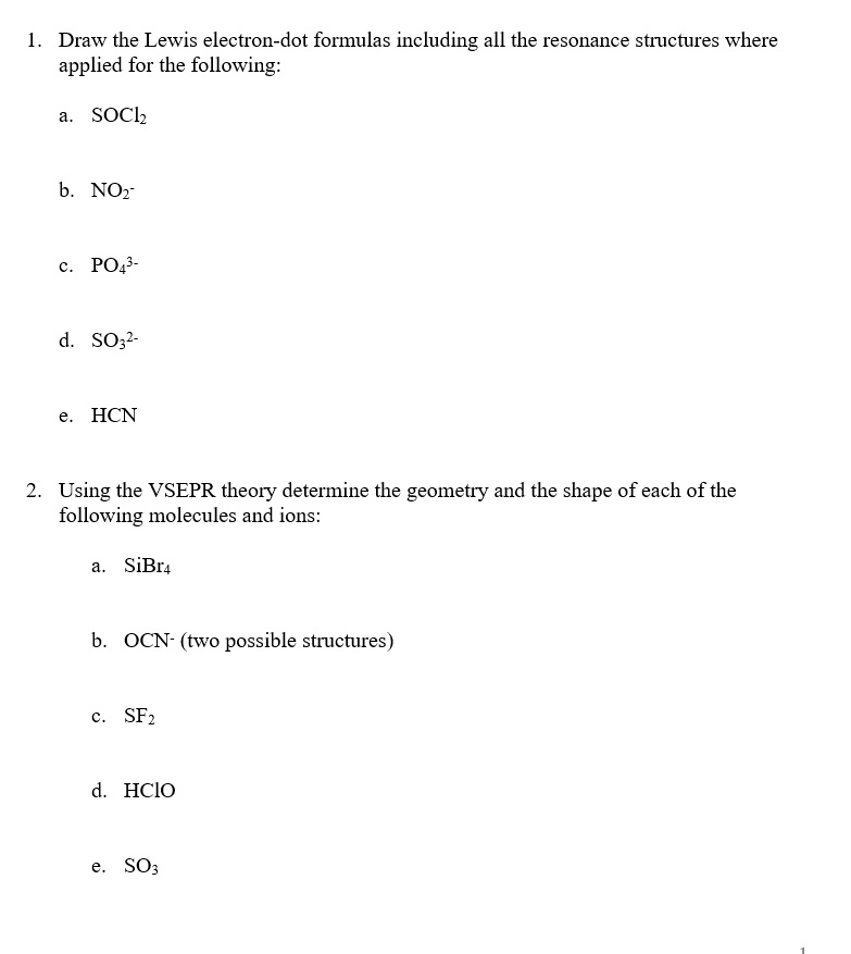 Draw The Lewis Electron Dot Formulas Including All The Resonance