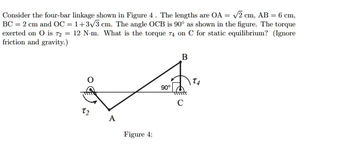 SOLVED Consider The Four Bar Linkage Shown In Figure 4 The Lengths