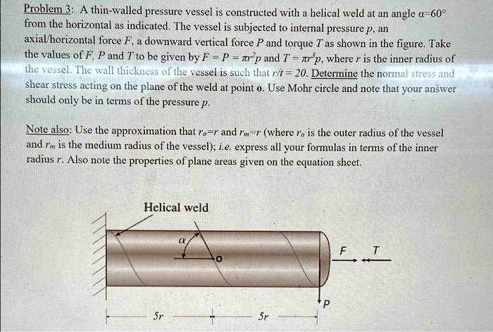 SOLVED A Thin Walled Pressure Vessel Is Constructed With A Helical