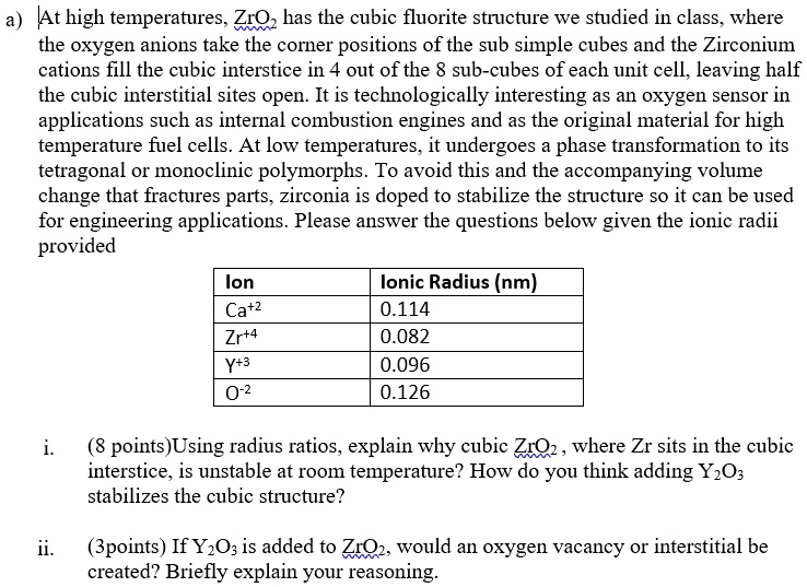 SOLVED At High Temperatures ZrO2 Has The Cubic Fluorite Structure We