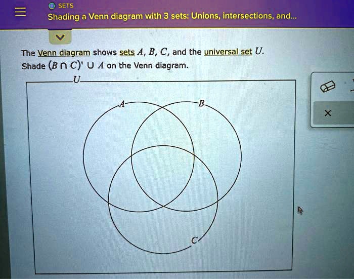 Solved Sets Shading A Venn Diagram With Sets Unions Intersections