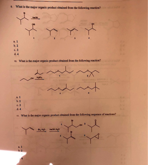 Solved What Is The Major Organic Product Obtained From The Following