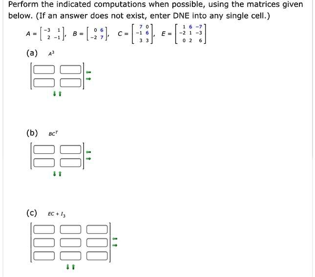 Solved Perform The Indicated Computations When Possible Using The