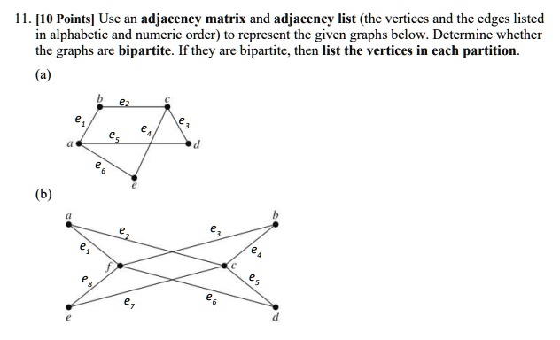 Solved H Points Use An Adjacency Matrix And Adjacency List The