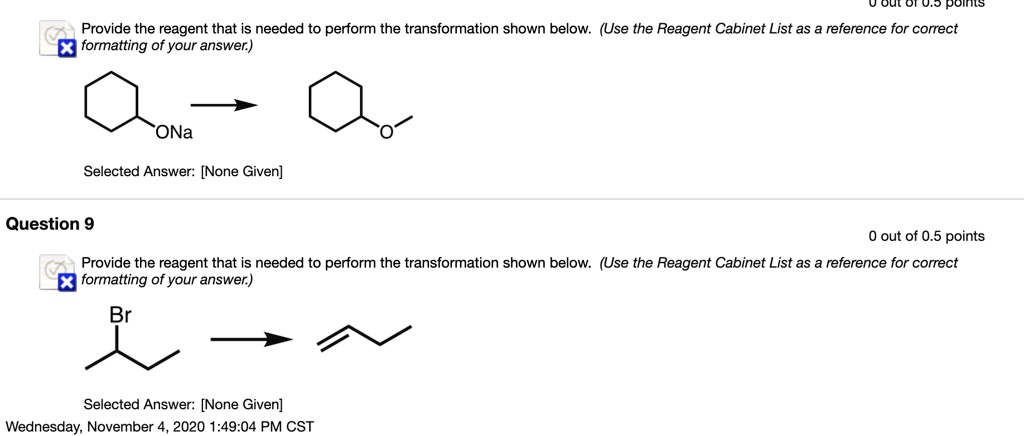 Solved Oul I Poims Provide The Reagent That Is Needed To Perform