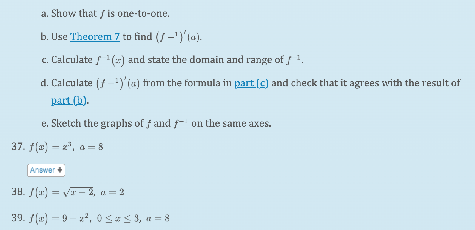 SOLVED A Show That F Is One To One B Use Theorem 7 To Find F 1