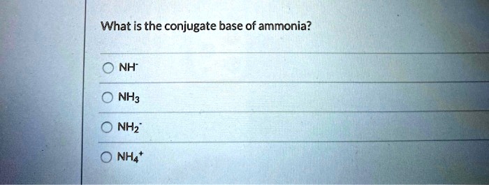 SOLVED What Is The Conjugate Base Of Ammonia NH NH3 NHA NHi