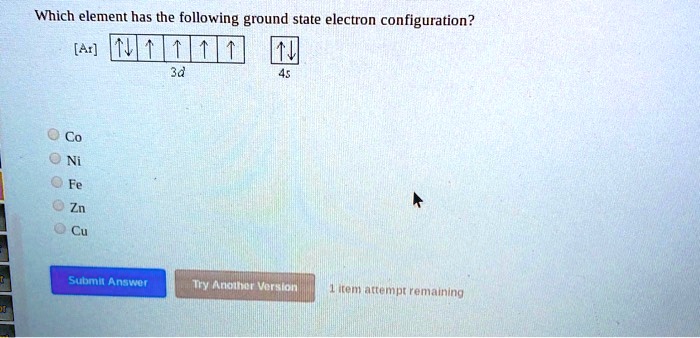 Solved Which Element Has The Following Ground State Electron