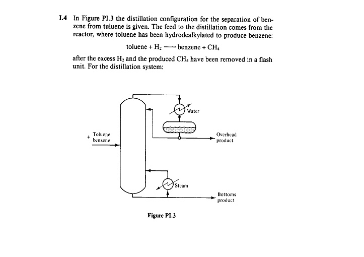 In Figure P1 3 The Distillation Configuration For The Separation Of