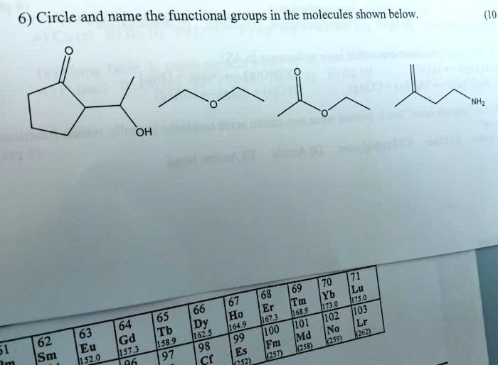 SOLVED Circle And Name The Functional Groups In The Molecules Shown