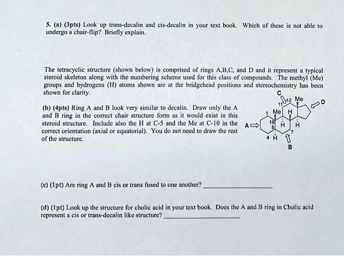 Solved A Pts Look Up Trans Decalin And Cis Decalin In Your Text