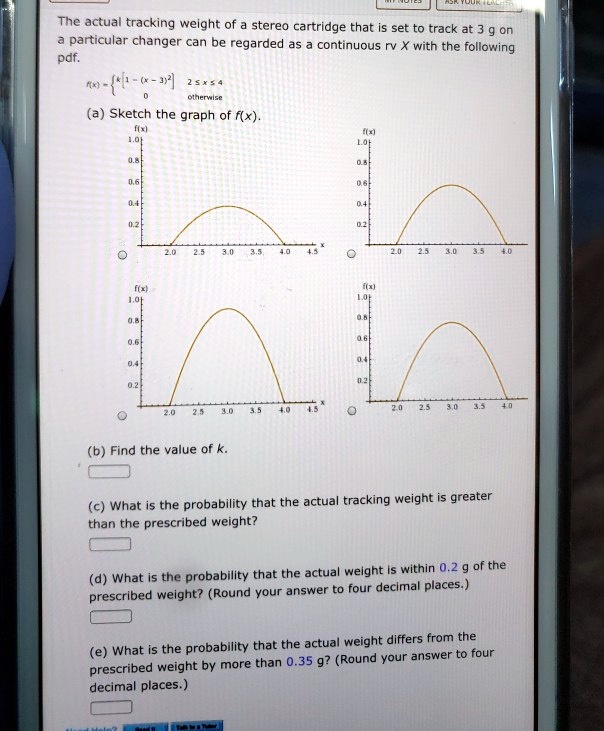 Solved The Actual Tracking Weight Of A Stereo Cartridge That Is Set To