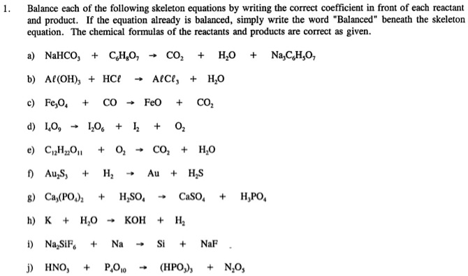 Solved Balance Each Of The Following Skeleton Equations By Writing The