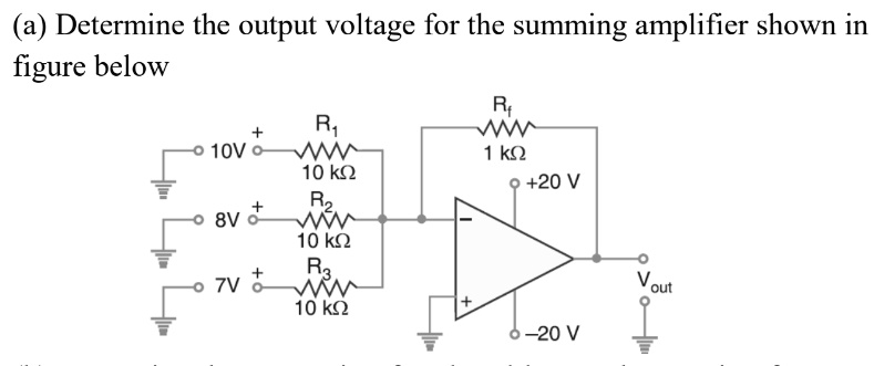 SOLVED Determine The Output Voltage For The Summing Amplifier Shown In