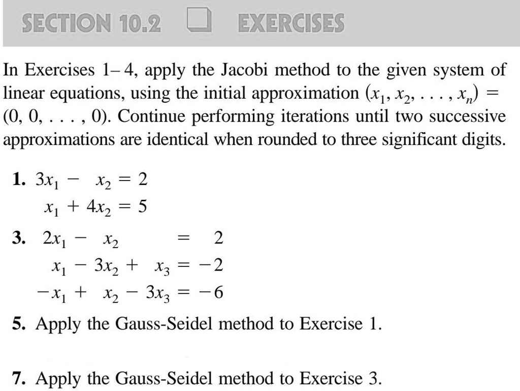 Section Exercises In Exercises Apply The Jacobi Method To The