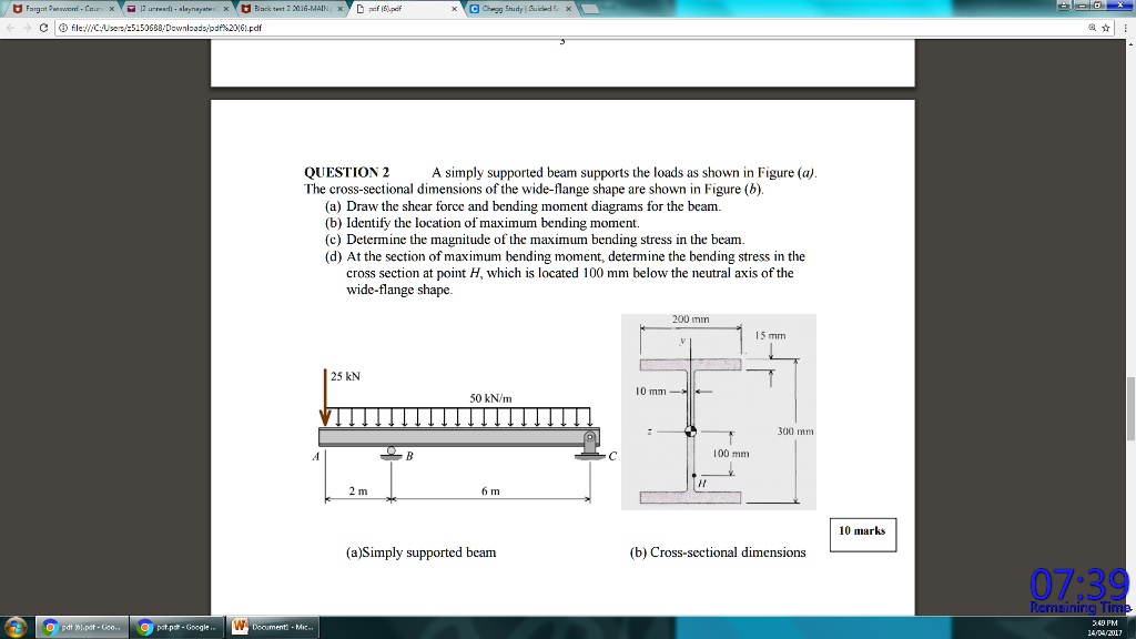 SOLVED A Simply Supported Beam Supports The Loads As Shown In Figure