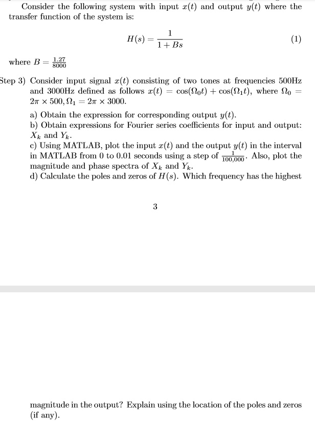 Solved Consider The Following System With Input T And Output Y T