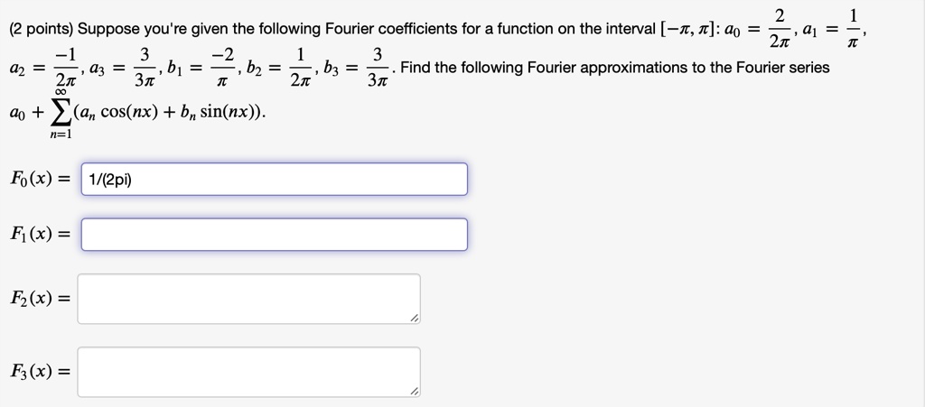 SOLVED Suppose You Re Given The Following Fourier Coefficients For A