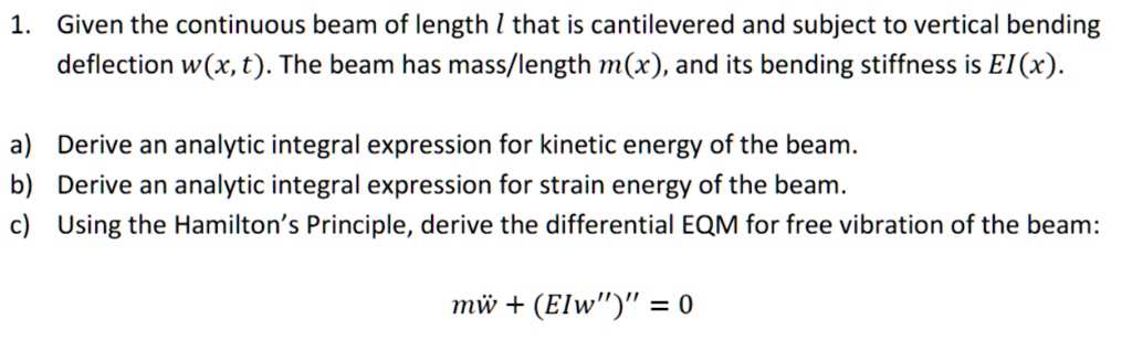 Solved Given The Continuous Beam Of Length L That Is Cantilevered And