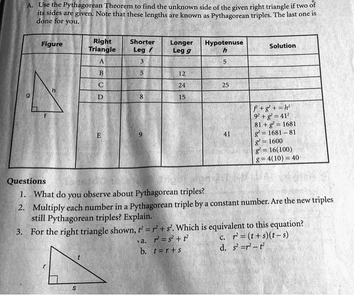 Solved Use The Pythagorean Theorem To Find The Unknown Side Of The