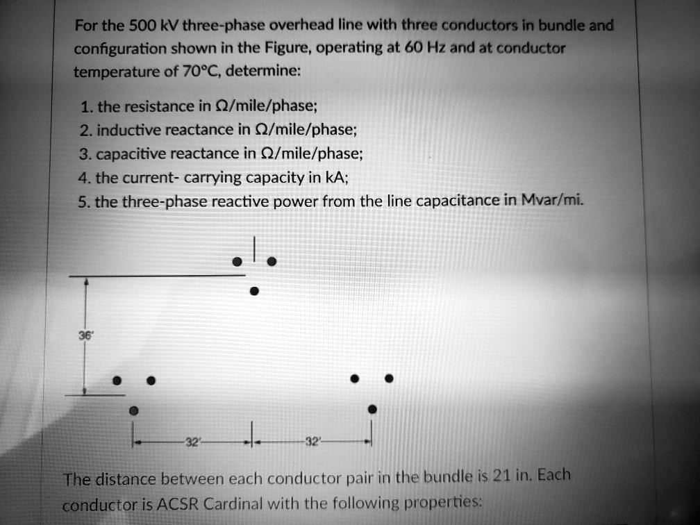 SOLVED For The 500 KV Three Phase Overhead Line With Three Conductors