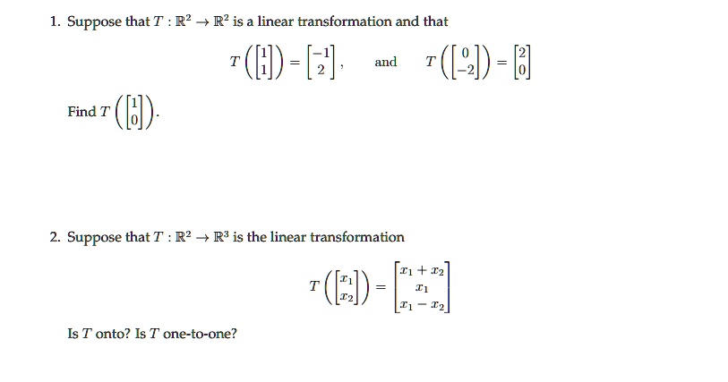 Solved Suppose That T R R Is A Linear Transformation And That R