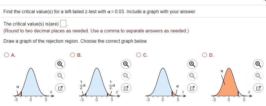 SOLVED Find The Critical Value S For A Left Tailed Z Test With 0 03