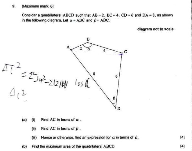 SOLVED Consider A Quadrilateral ABCD Such That AB 2 BC 4 CD 6