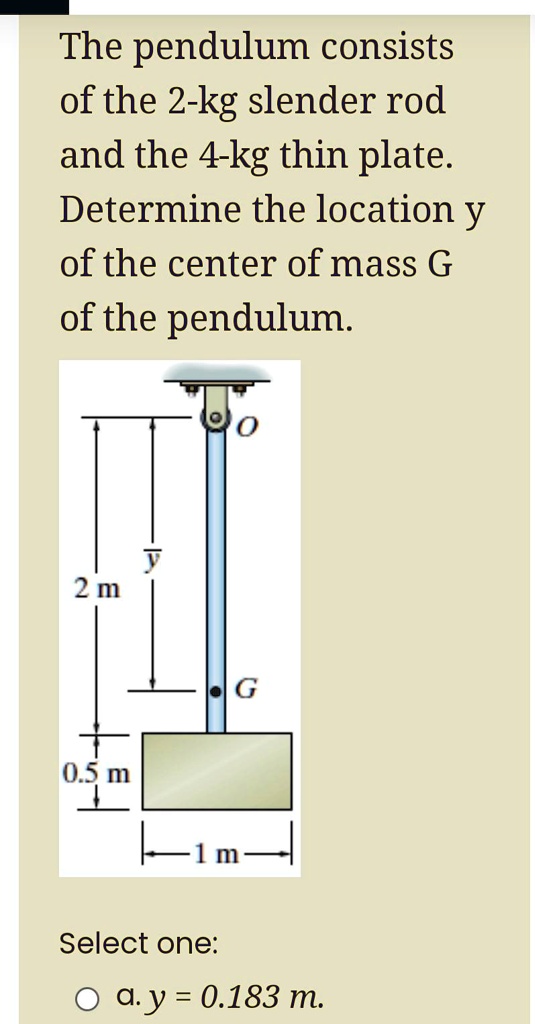 SOLVED The Pendulum Consists Of The 2 Kg Slender Rod And The 4 Kg Thin