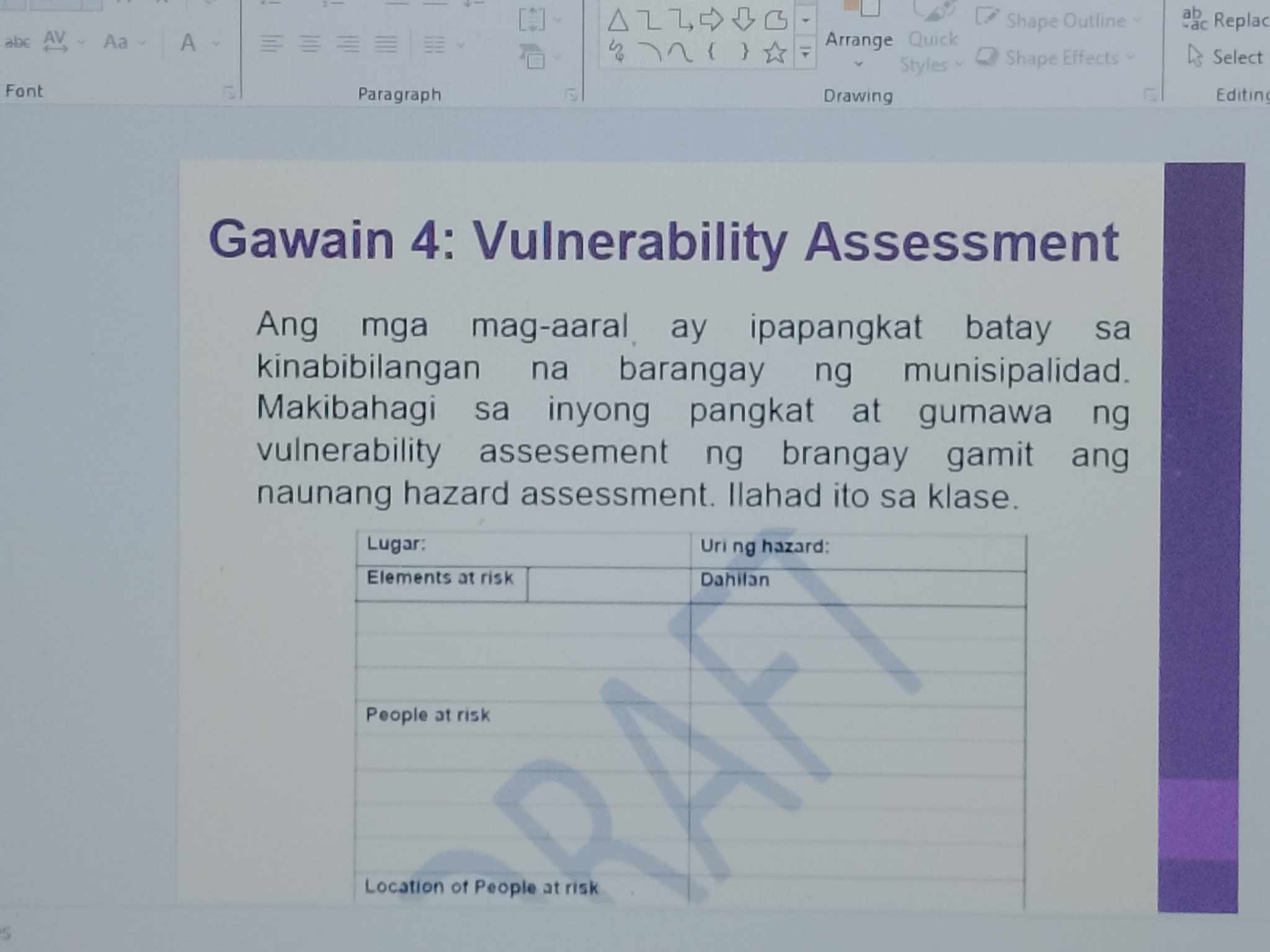 SOLVED Gawain 4 Vulnerability Assessment Ang Mga Mag Aaral Ay