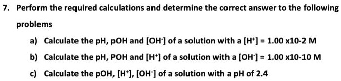 Solved Perform The Required Calculations And Determine The Correct