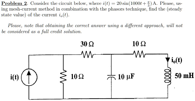 Solved Problem Consider The Circuit Below Where I T Sin