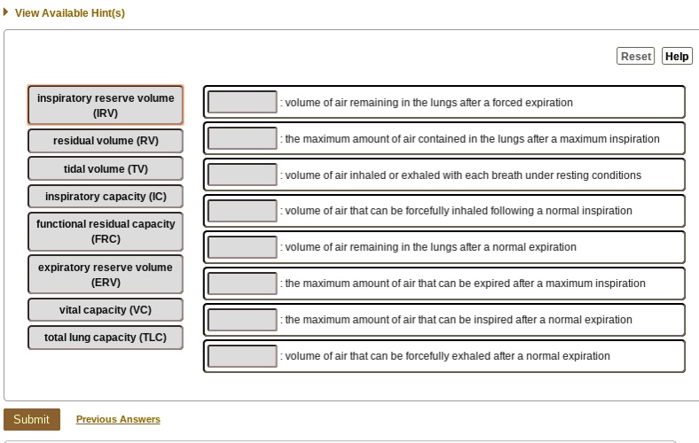 SOLVED Inspiratory Reserve Volume IRV Volume Of Air Remaining In