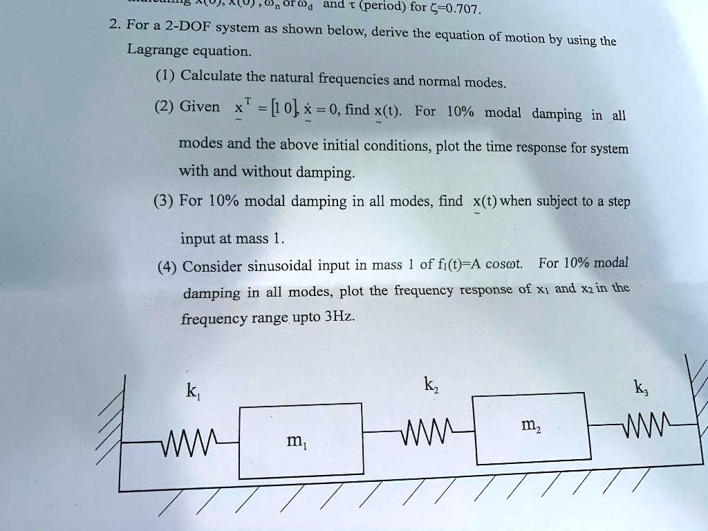 Solved For A Dof System As Shown Below Derive The Equation Of