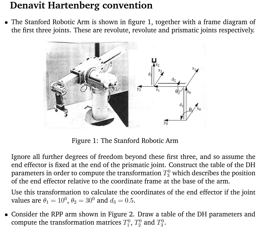 Denavit Hartenberg Convention The Stanford Robotic Arm Is Shown In