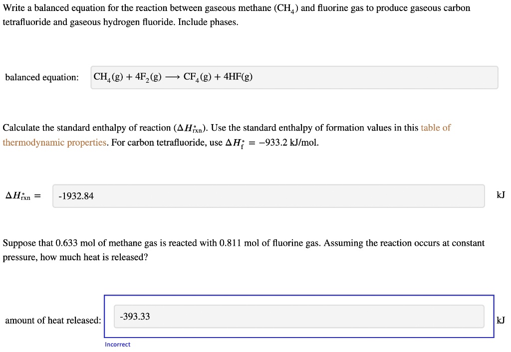 Solved What Is The Amount Of Heat Released Write A Balanced Equation