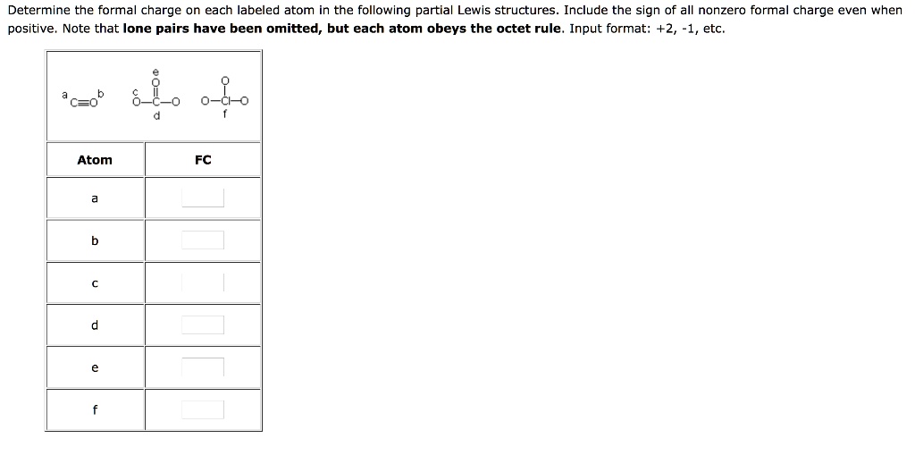 Determine The Formal Charge On Each Labeled Atom In T SolvedLib