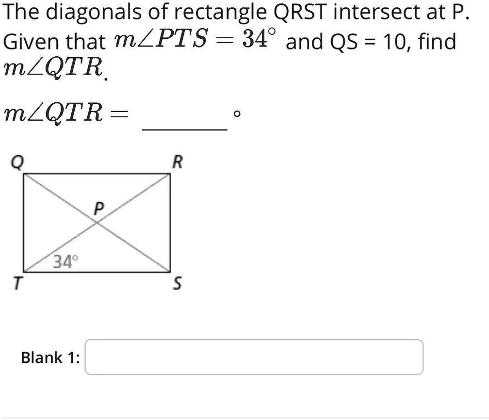 Solved The Diagonals Of Rectangle Qrst Intersect At P Given That M