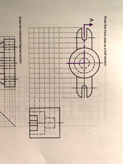 Solved Draw The Indicated Aligned Section Draw The Front View As A